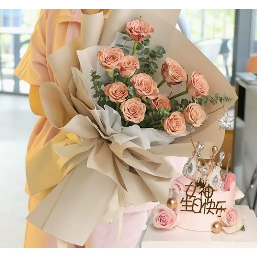 杜尔伯特县超粤购物中心林甸县比优特超市玫瑰花生日蛋糕鲜花店女