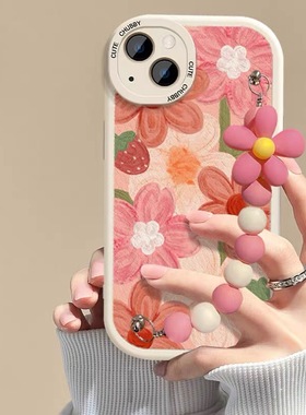 绿色油画爱心适用opporeno9手机壳reno8/7se/6pro/5/4/3链条K10/K9/K7小羊皮findx5女a93s新款a58x挂绳A1pro