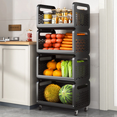厨房菜篮子置物架落地多层家用多功能可移动放水果蔬菜收纳小推车