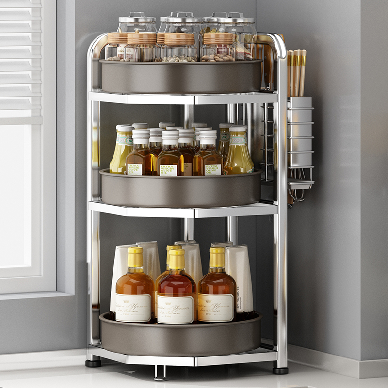厨房调料品不锈钢可旋转置物架子