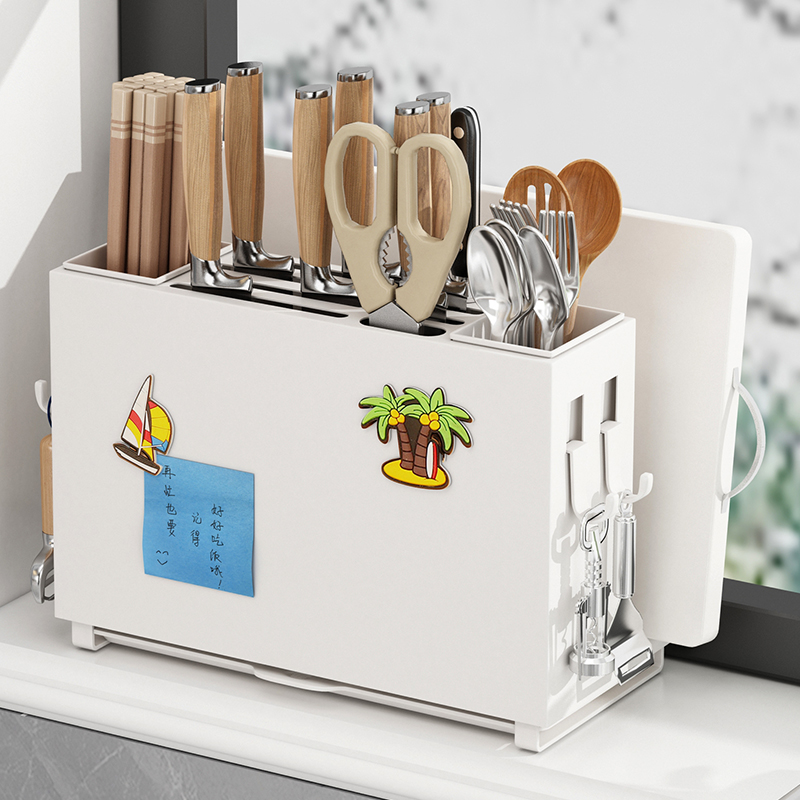 厨房刀架置物架家用台面菜板放置架多功能砧板刀具收纳架筷笼一体