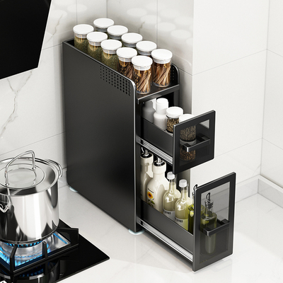 厨房调料置物架多功能台面多层窄边抽拉式调味品油盐酱醋收纳盒子