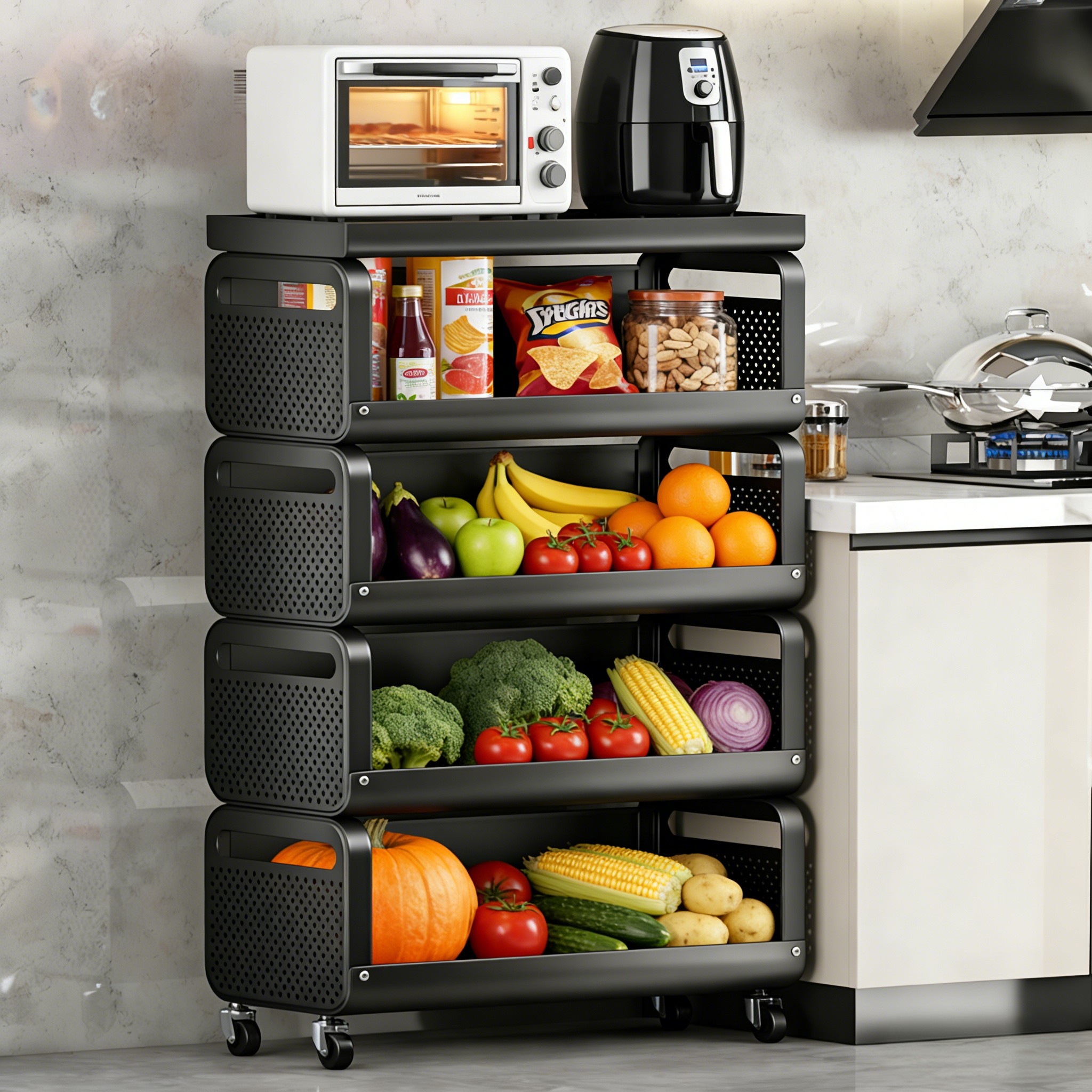 厨房小推车置物架蔬菜收纳筐