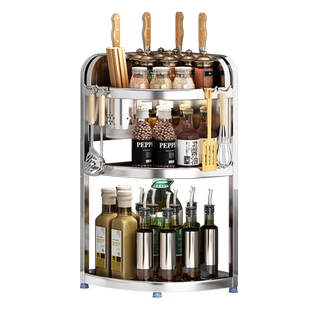 304不锈钢厨房调料置物架台面多功能多层转角三脚调味料筷筒收纳