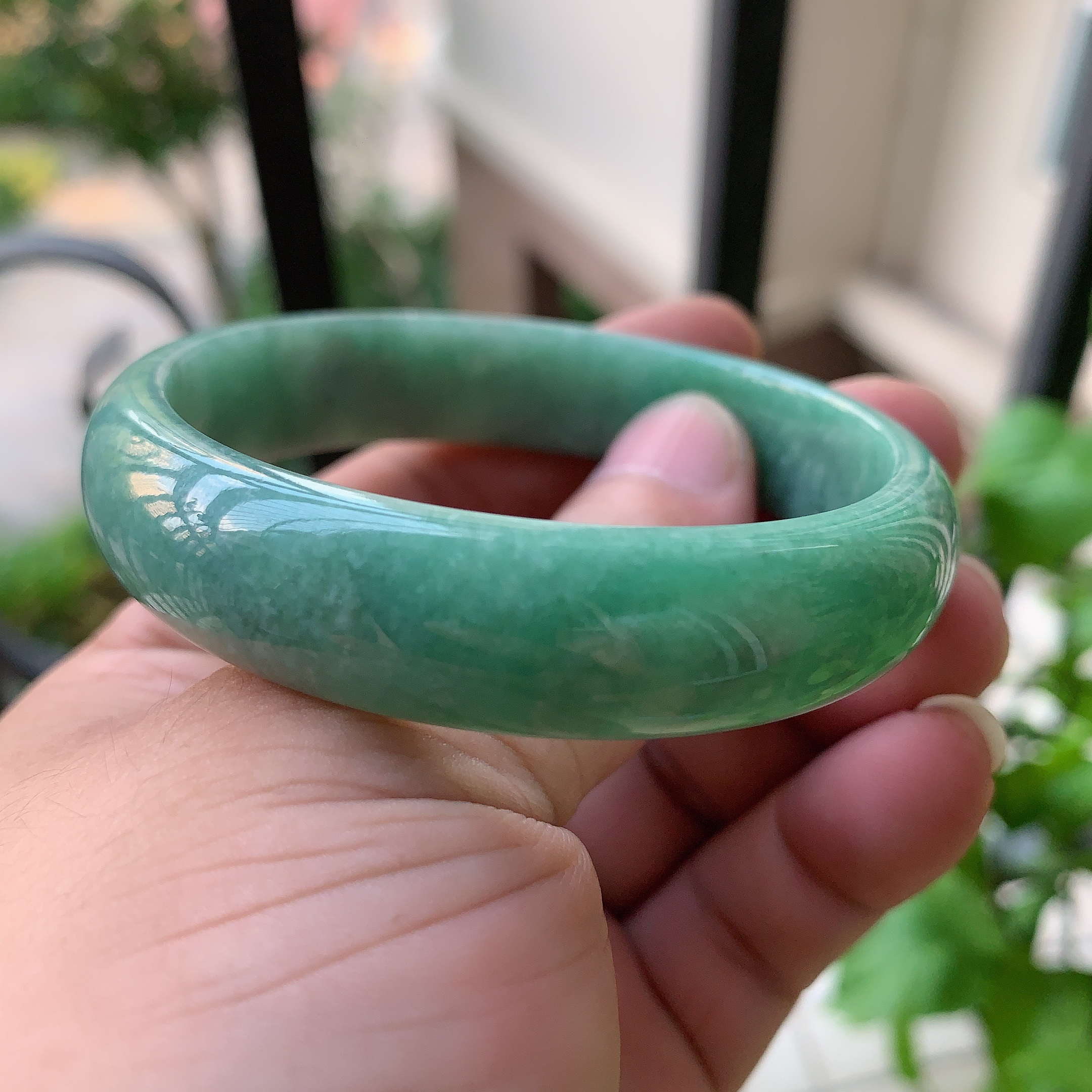 59圈口满绿翡翠手镯正圈手镯翡翠满色手镯玉镯缅甸翡翠a货手镯