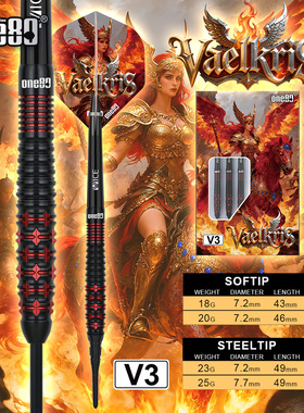2026新品ONE80 Vaelkris女武神系列V3软式硬式钨钢三支装飞镖套装