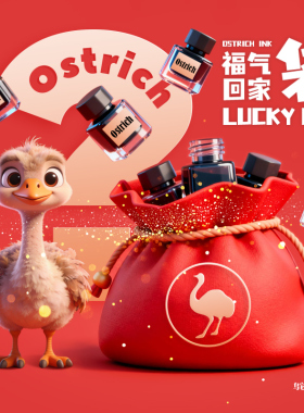 鸵鸟墨水彩墨盲盒文具彩墨福袋手账本子蘸水笔硬笔盲盒装2026新款