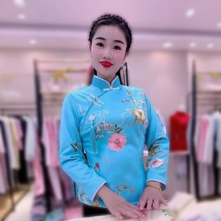 2026秋冬新款中国风改良旗袍短款上衣遮肉显瘦长袖妈妈中式民国风