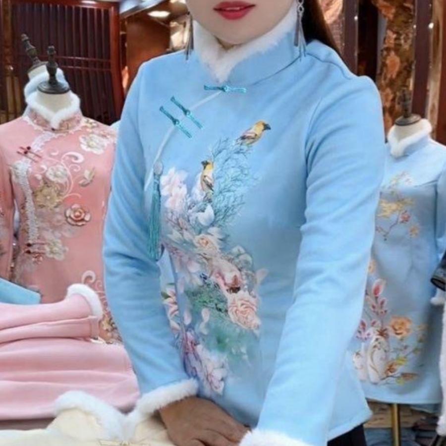 2024秋冬加厚旗袍卫衣女