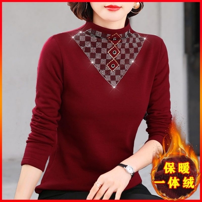 双面绒半高领打底衫女秋冬