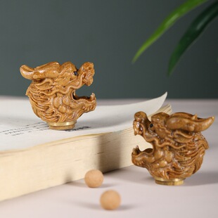 龙头转运香囊吊坠diy钥匙扣配饰中国风绿檀木雕文玩车挂饰品礼物