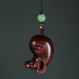 小叶紫檀牛转乾坤招财转运手把件实木雕刻随身生肖牛挂件文玩饰品