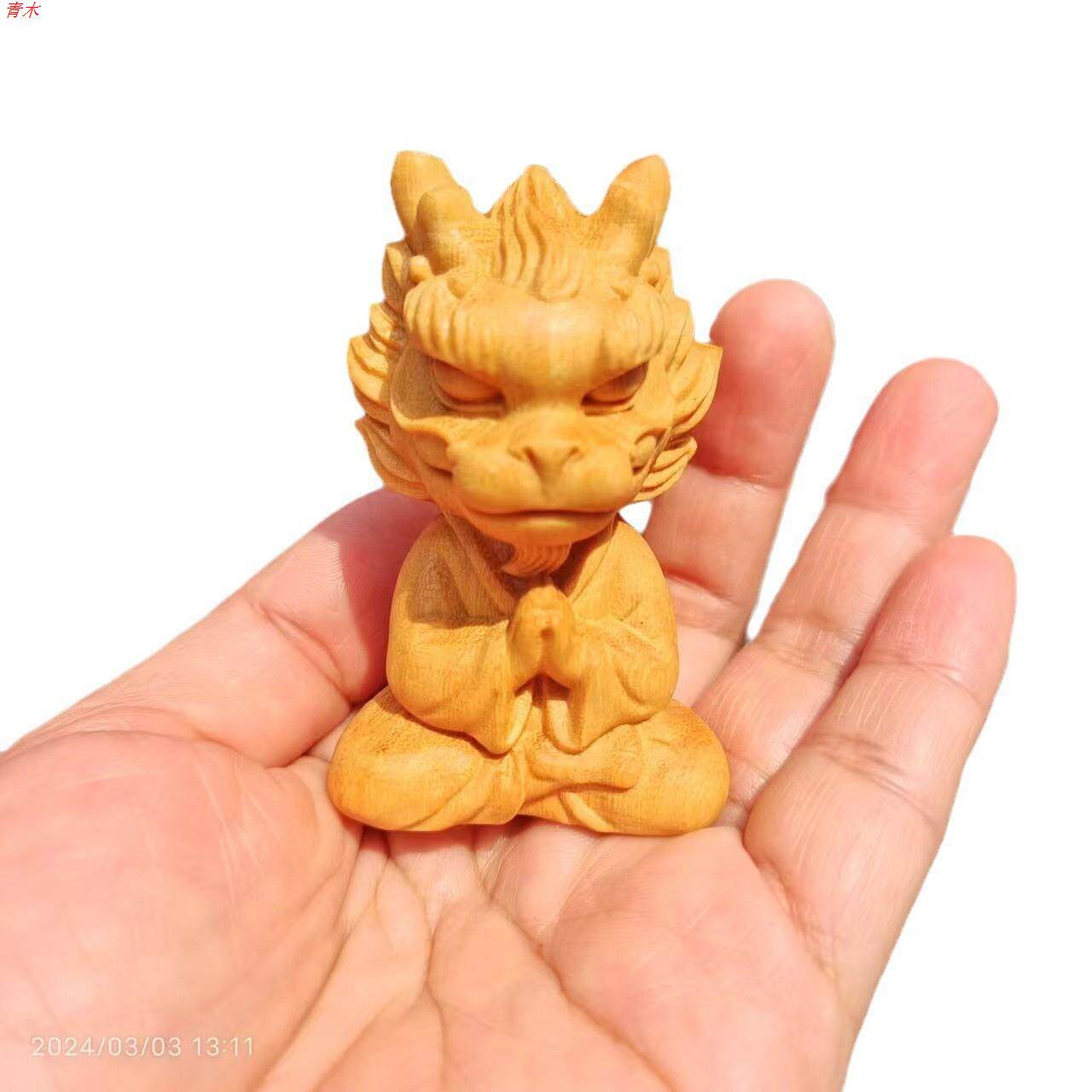黄金檀雕创意新年招来生肖龙吉祥物家居桌面禅意苶宠摆件装饰艺品