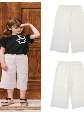 been韩国直邮代购2025夏儿童白色休闲宽松百搭七分裤童装100-165
