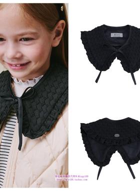 been韩国代购2024秋春女孩儿童黑色可爱公主洋气系带假领领子童装