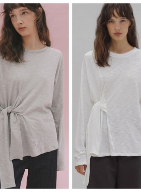 韩国andneeds直邮代购2025春秋女装百搭时尚系带薄透长袖T恤上衣