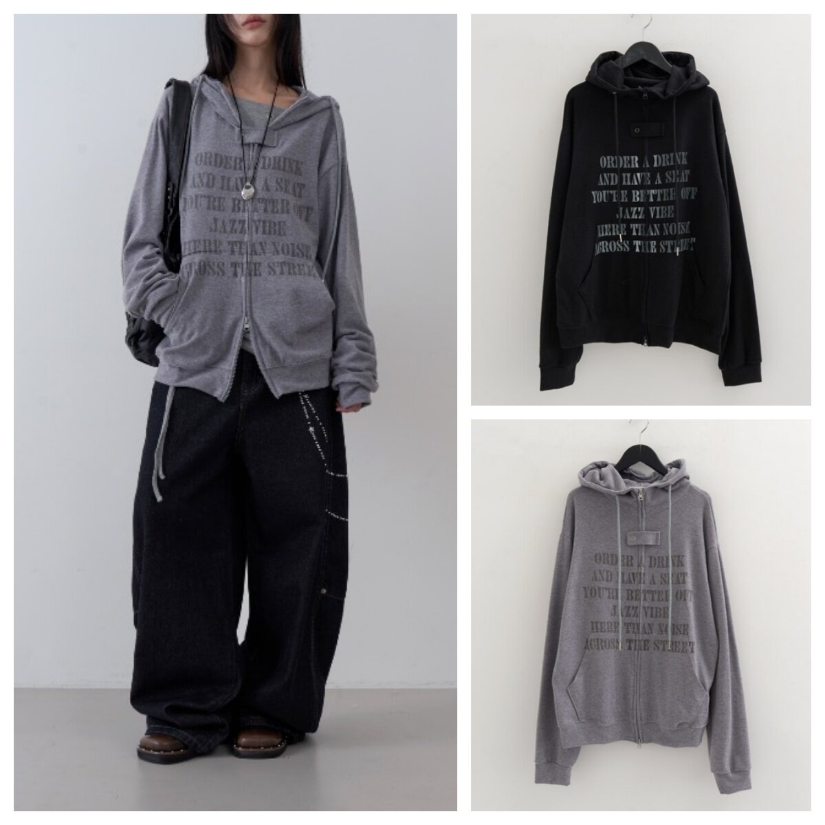 韩国lowear直邮代购2025春秋女装长袖休闲百搭连帽双拉链外套上衣