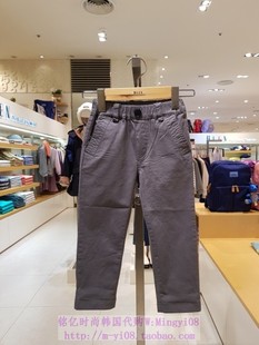 165现 子100 been韩国代购 2021春秋男孩儿童中大童炭灰纯色休闲裤