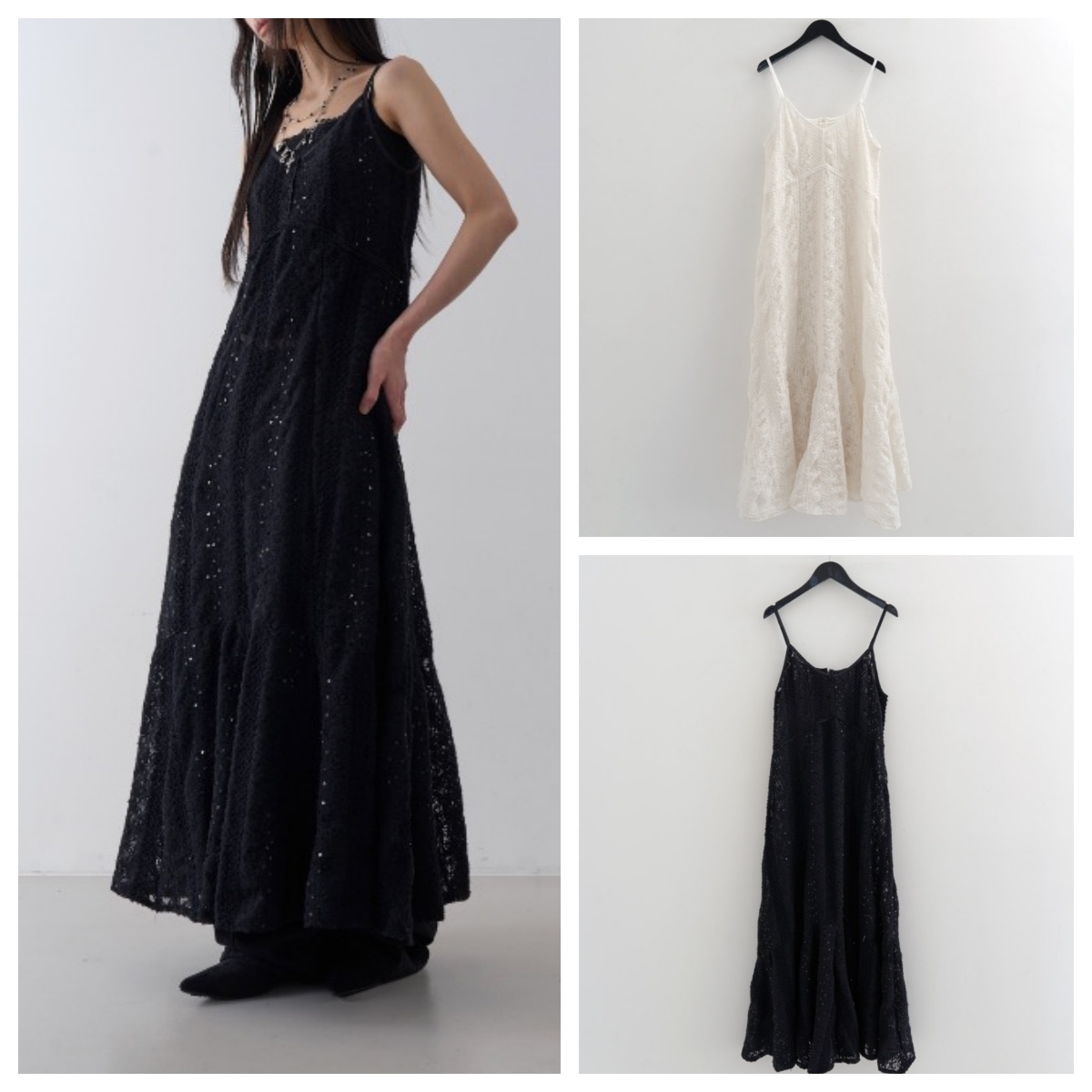 韩国lowear直邮代购2025春秋女装时尚百搭气质蕾丝吊带长款连衣裙