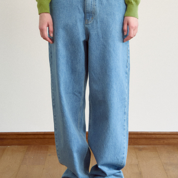 韩国sienne直邮代购2025春秋宽松休闲简约复古百搭水洗牛仔长裤