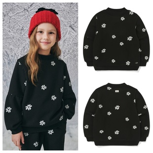 100 T恤童装 165 2025秋春儿童黑色加绒套头长袖 been韩国直邮代购