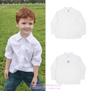 110 been韩国代购 上衣童装 衬衫 165 2023秋春儿童白色翻领休闲长袖