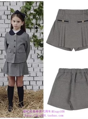 been韩国代购2023春秋女童灰色半身裙格子百搭儿童裤裙100-110