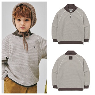 100 T恤童装 165 2025秋冬儿童米色条纹薄绒长袖 been韩国直邮代购