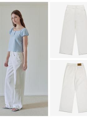 韩国afterhours直邮代购2025春秋复古百搭时髦白色简约休闲长裤