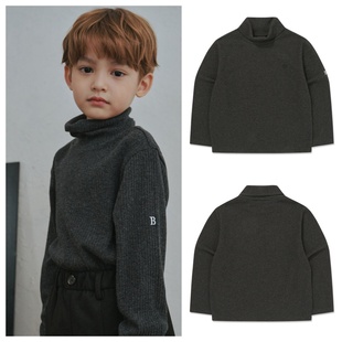 100 T恤童装 165 2025秋春儿童炭灰高领套头长袖 been韩国直邮代购
