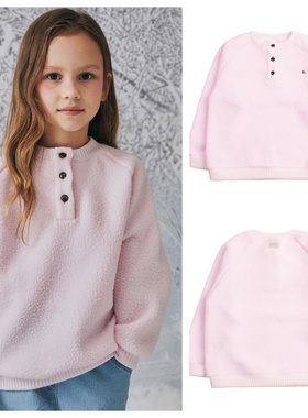 been韩国直邮代购2025秋冬儿童粉色圆领套头长袖T恤童装100-165