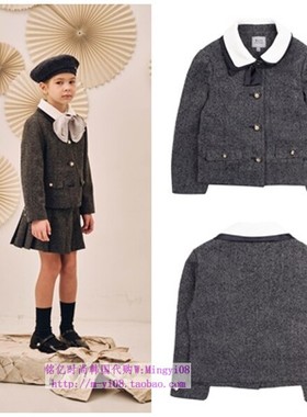 been韩国代购2024春秋儿童灰色淑女休闲长袖开衫外套童装110-165