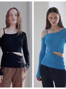 韩国afterhours直邮代购2025春秋女装修身露肩针织上衣可拆分体