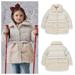 100 休闲鸭绒羽绒服童装 165 2025冬儿童米色中长款 been韩国代购