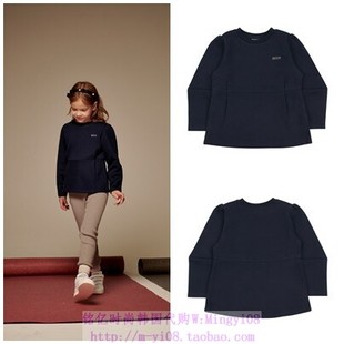 100 T恤童装 165 2023秋春儿童海军蓝圆领套头休闲长袖 been韩国代购