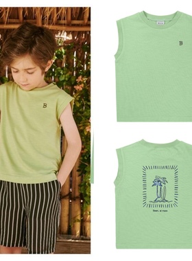 been韩国直邮代购2025夏儿童绿色休闲圆领套头微袖T恤童装100-165