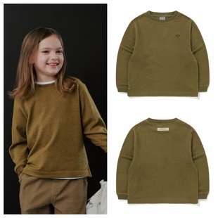 100 T恤童装 165 2025秋春儿童橄榄绿圆领套头长袖 been韩国直邮代购