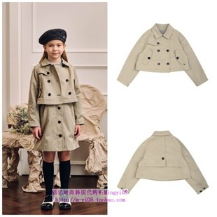 110 been韩国代购 外套童装 百搭休闲长袖 165 2024春秋儿童米色短款