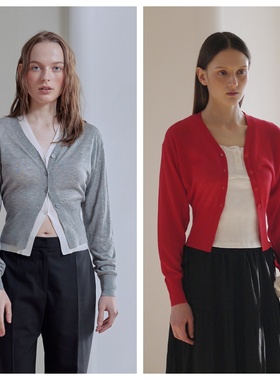 韩国afterhours直邮代购2025春秋女装天丝薄款针织开衫时尚上衣