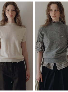 韩国andneeds直邮代购2025春秋女装时尚短袖半高领针织衫套头上衣