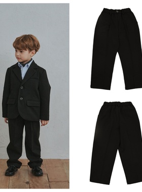 been韩国直邮代购2025秋春男女儿童黑色西裤宽松长裤童装100-165