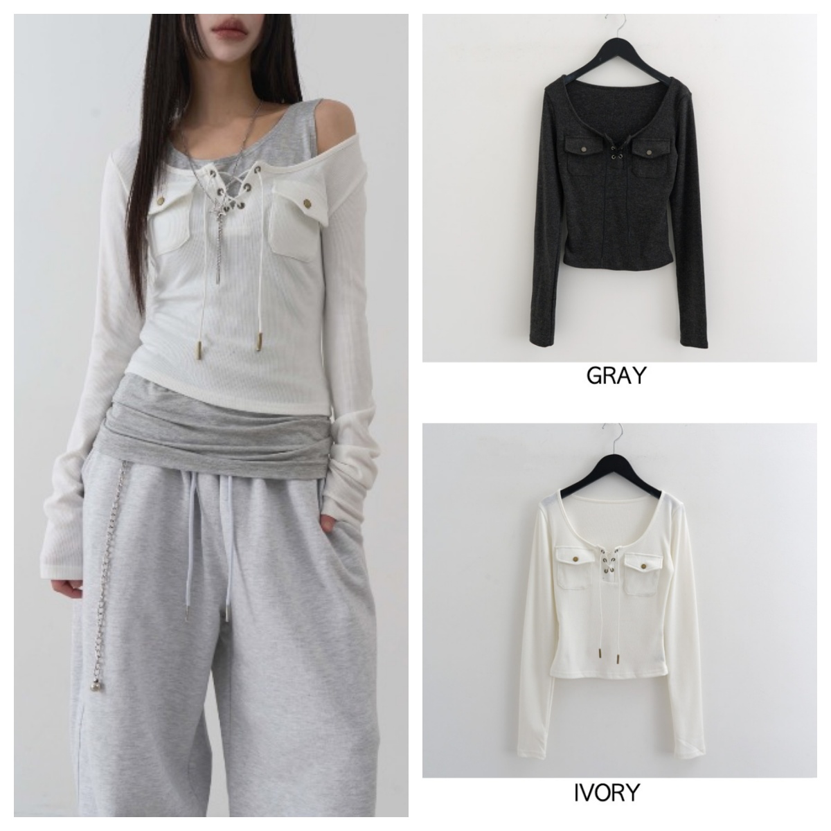 韩国lowear直邮代购2025春秋女装休闲宽松百搭圆领长袖T恤上衣