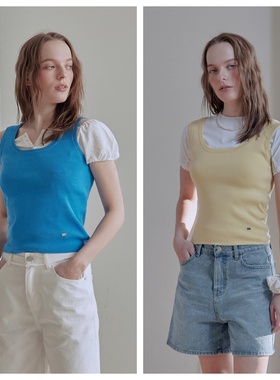 韩国afterhours直邮代购2025女装短款针织时尚百搭修身背心上衣