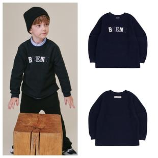 100 T恤童装 165 2024秋春儿童海军蓝套头休闲长袖 been韩国直邮代购