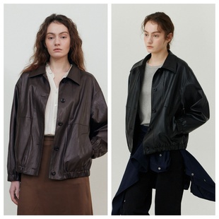 外套 2025春秋帅气休闲合成皮革皮衣女装 韩国step around直邮代购