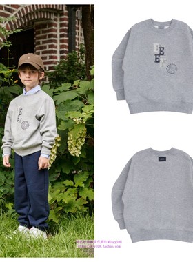 been韩国直邮代购2024秋春儿童灰色套头休闲长袖T恤童装100-165