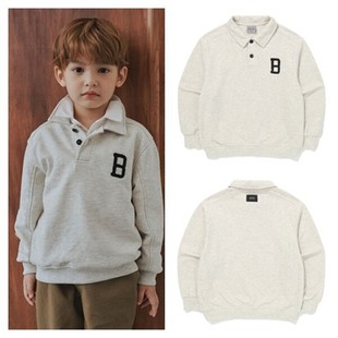 100 T恤童装 165 2025秋春儿童混灰翻领套头长袖 been韩国直邮代购