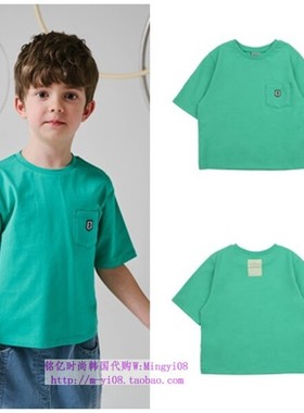been韩国代购2024春夏儿童绿色圆领套头休闲半袖T恤童装110-165