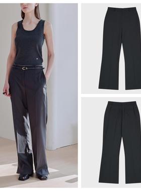 韩国afterhours直邮代购2025春秋复古显瘦微喇百搭休闲条纹长裤