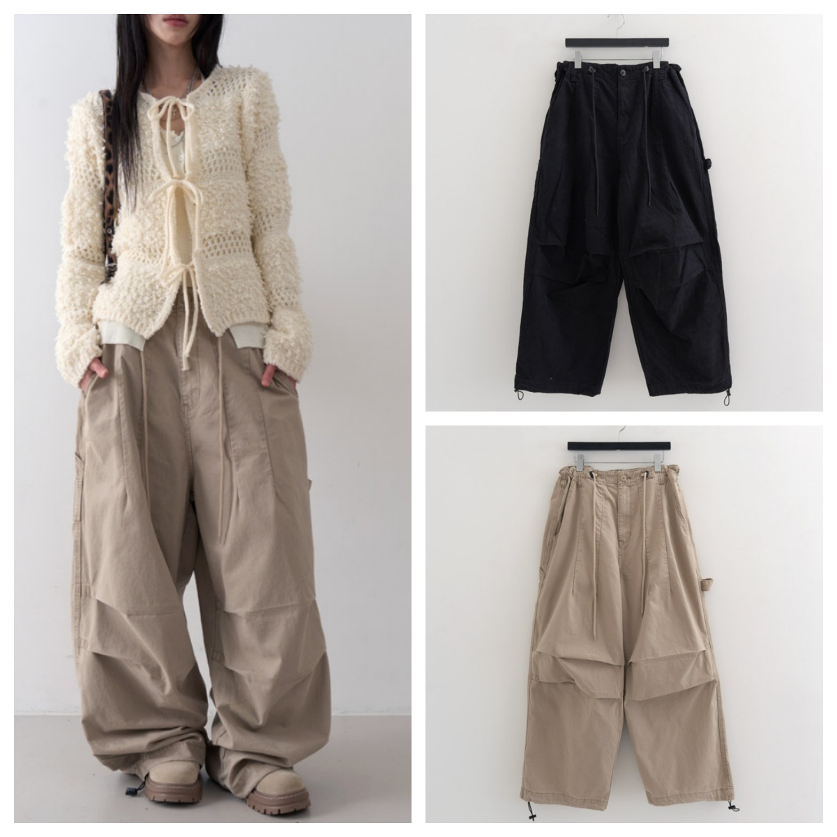 韩国lowear直邮代购2025春秋宽松百搭时尚阔腿裤休闲工装拖地长裤